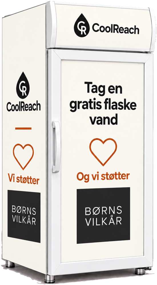 CoolReach lavt display-køleskab — køleskabet er blikfanget på lokationen